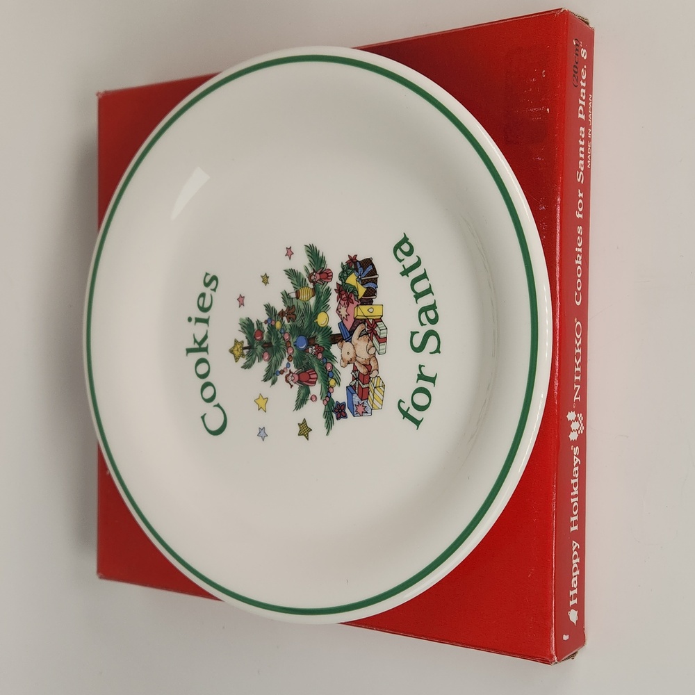NIKKO Ceramics, Japanese China "Cookies For Santa" 8" Holiday Cookies Plate
